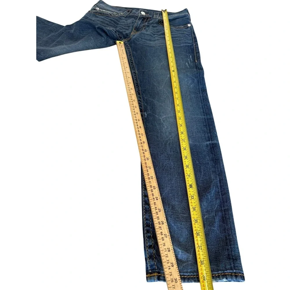 True Religion Skinny Flap Fossil Silk Big T Blue Jeans Mens 32